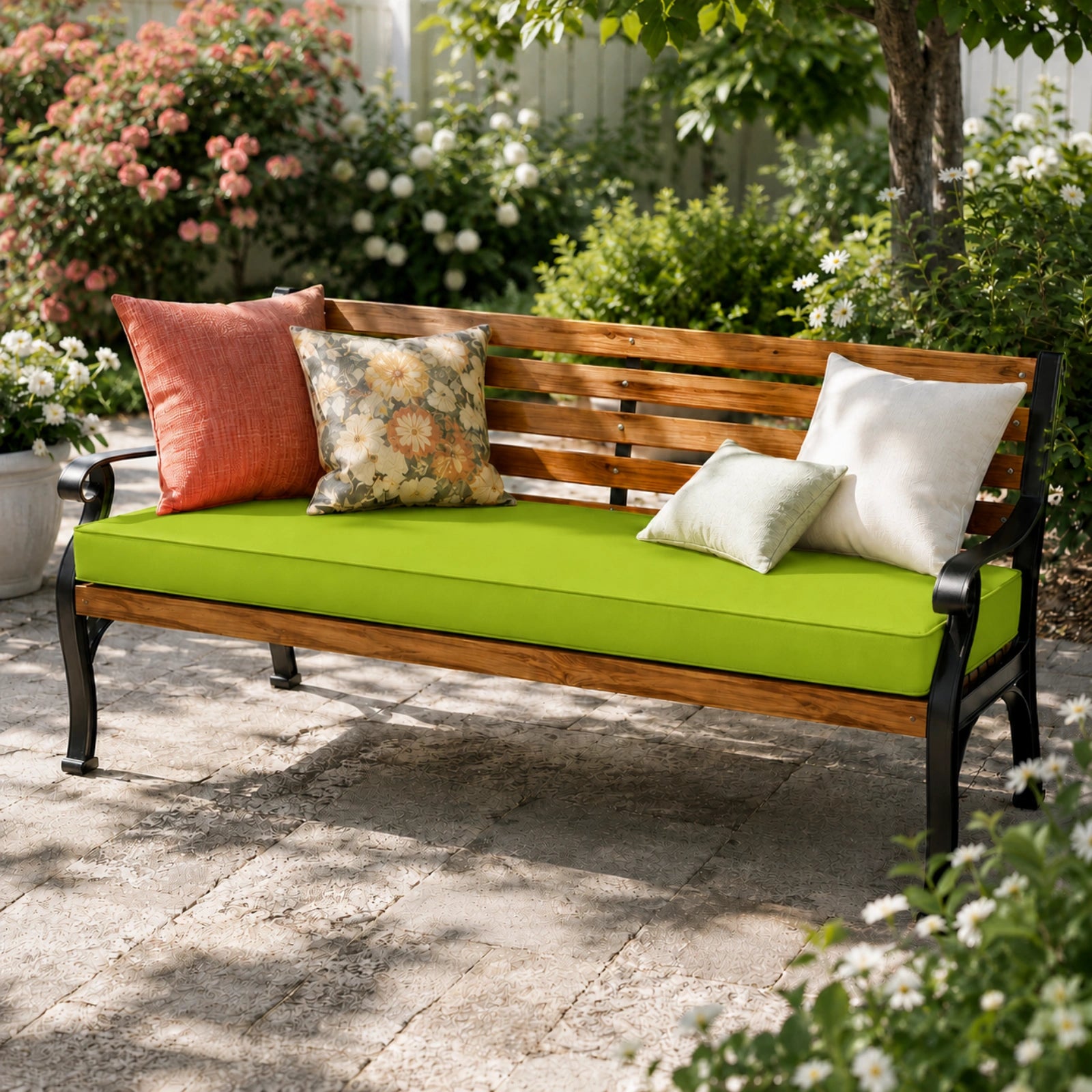 Patio Garden Bench Cushion-Grass Green