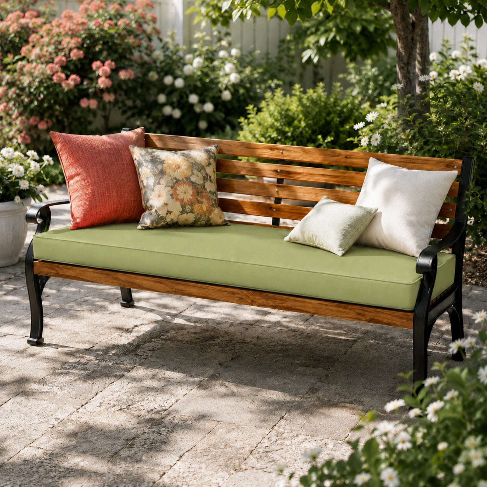 Patio Garden Bench Cushion-Light Green