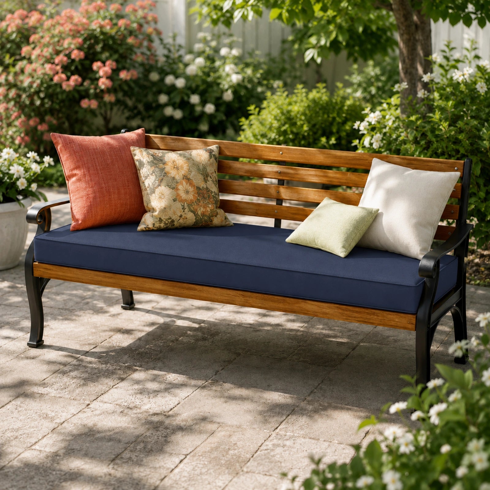 Patio Garden Bench Cushion-Navy