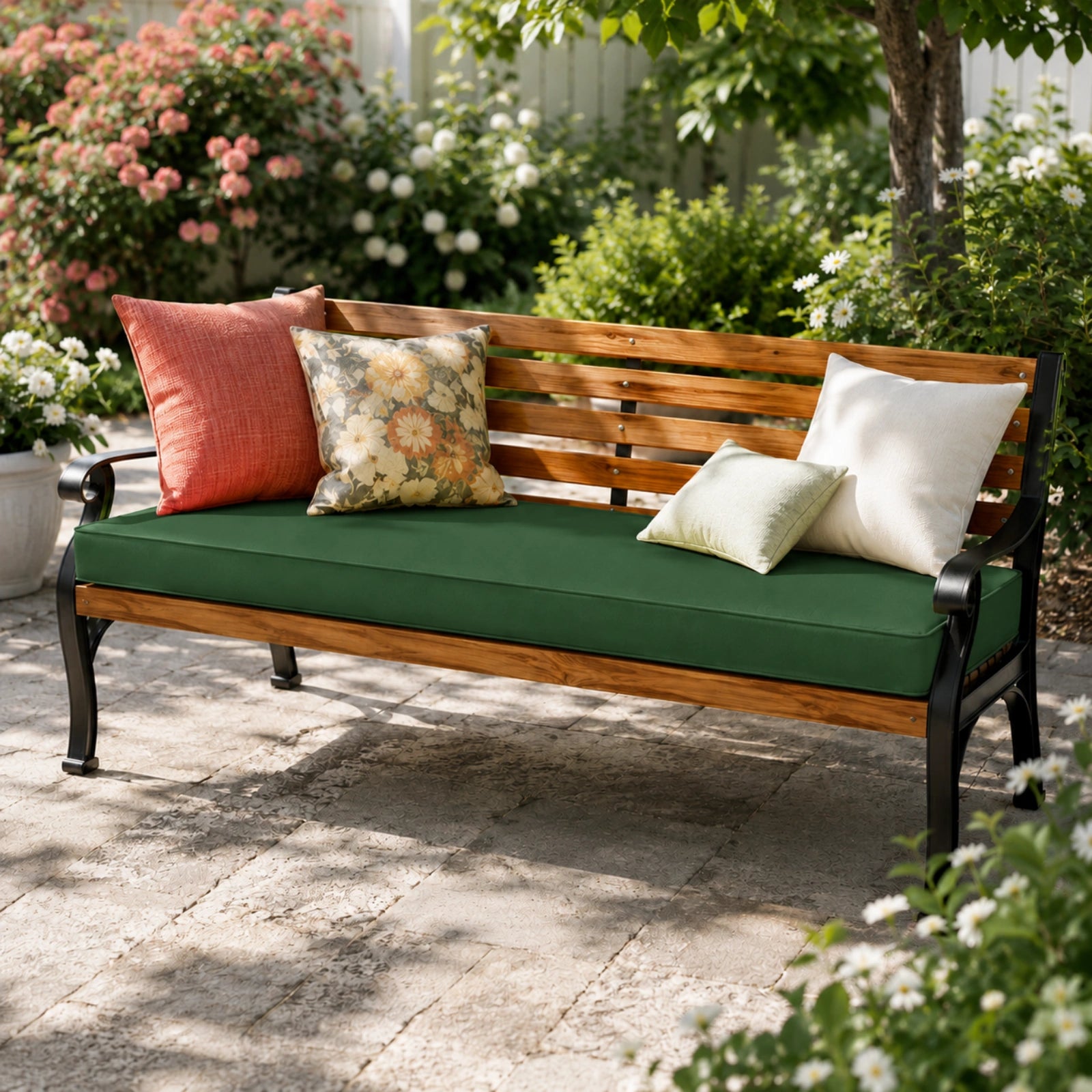 Patio Garden Bench Cushion-Olive Green