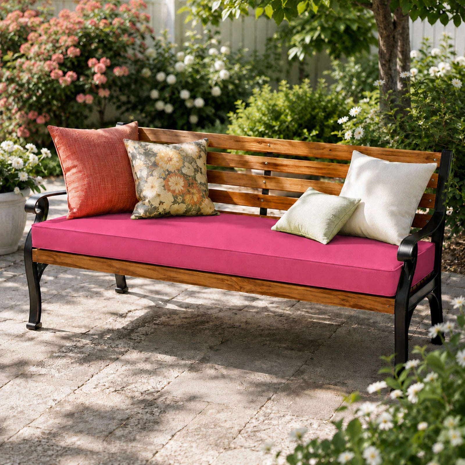 Patio Garden Bench Cushion-Pink