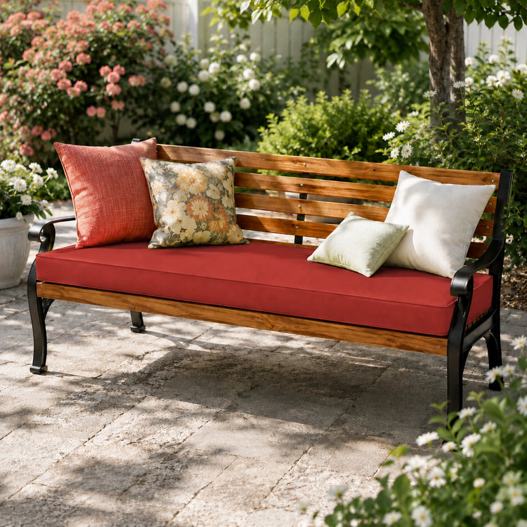 Patio Garden Bench Cushion-Terra Red