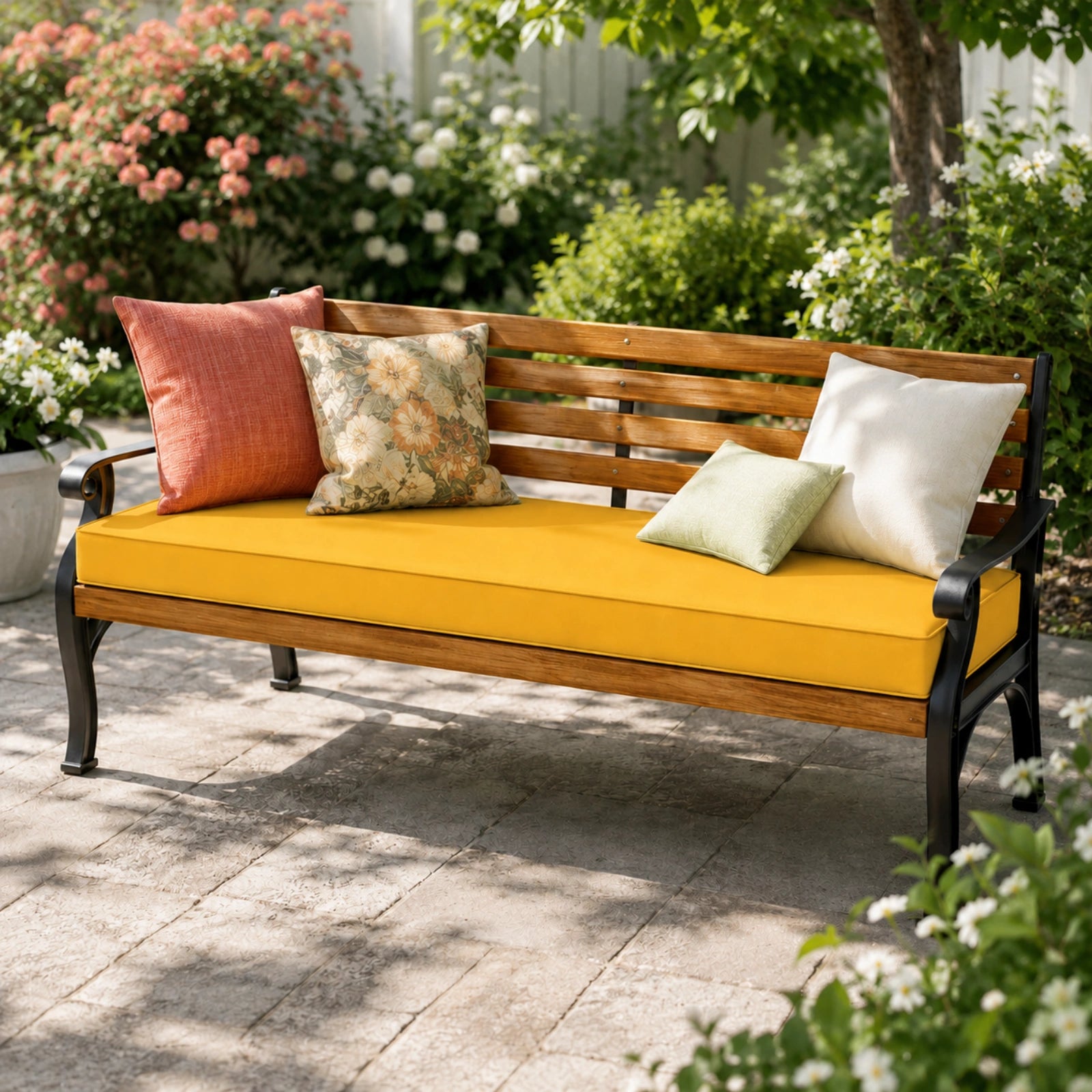 Patio Garden Bench Cushion-Yellow
