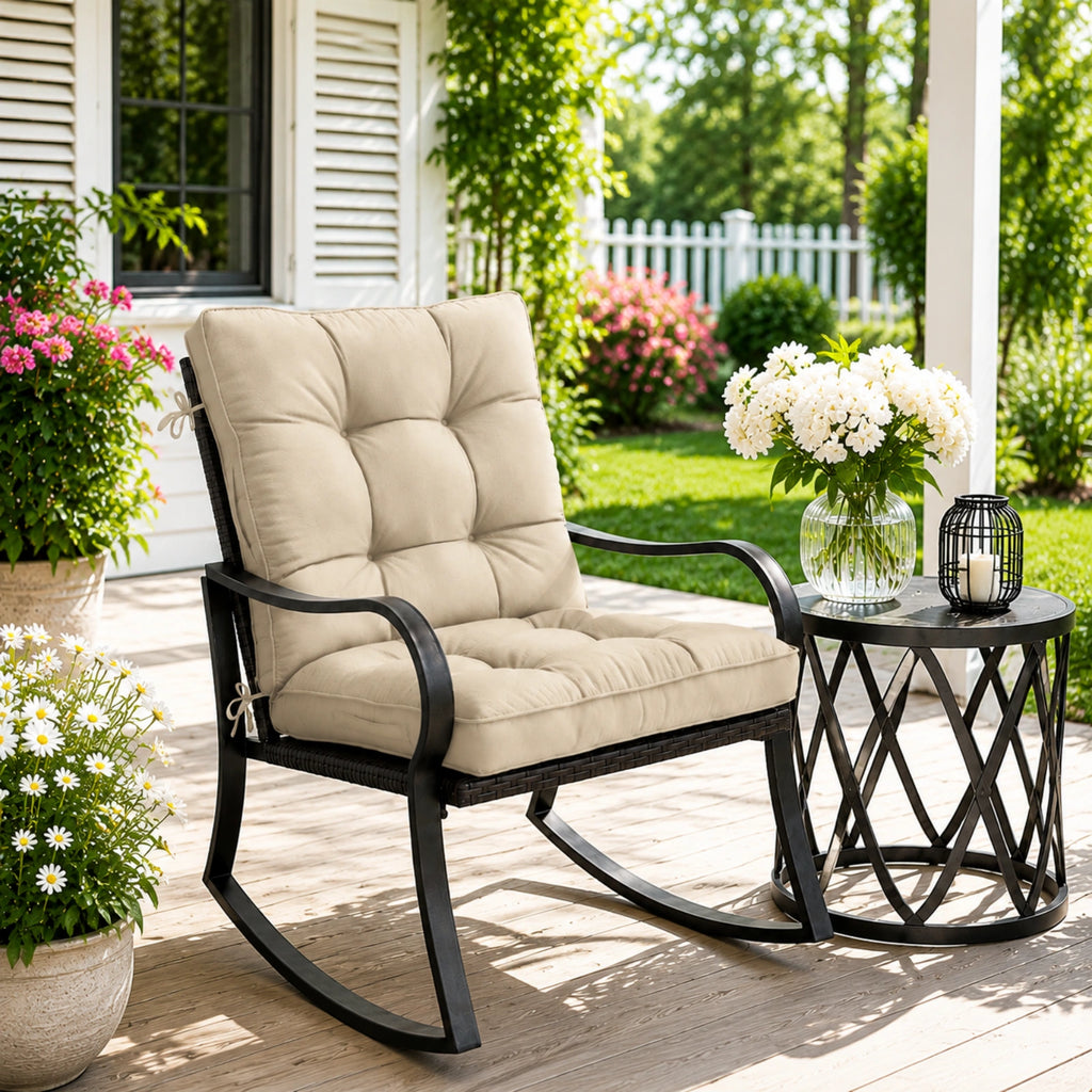 Patio High Back Replacement Cushions-Cream