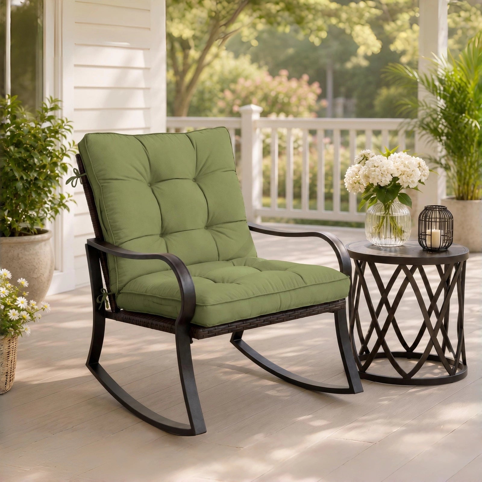 Patio High Back Replacement Cushions-Light Green