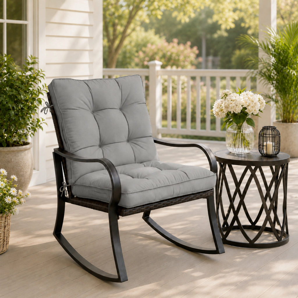 Patio High Back Replacement Cushions-Light Gray