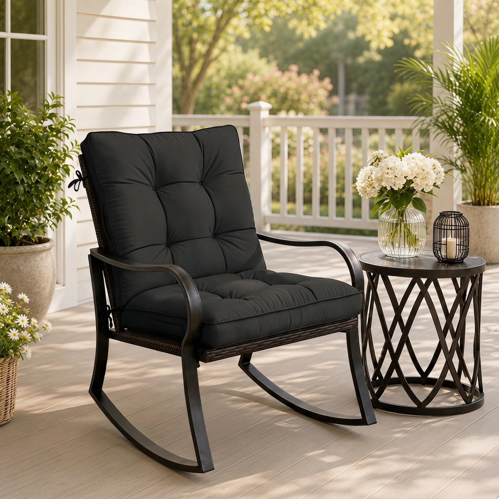 Patio High Back Replacement Cushions-Black