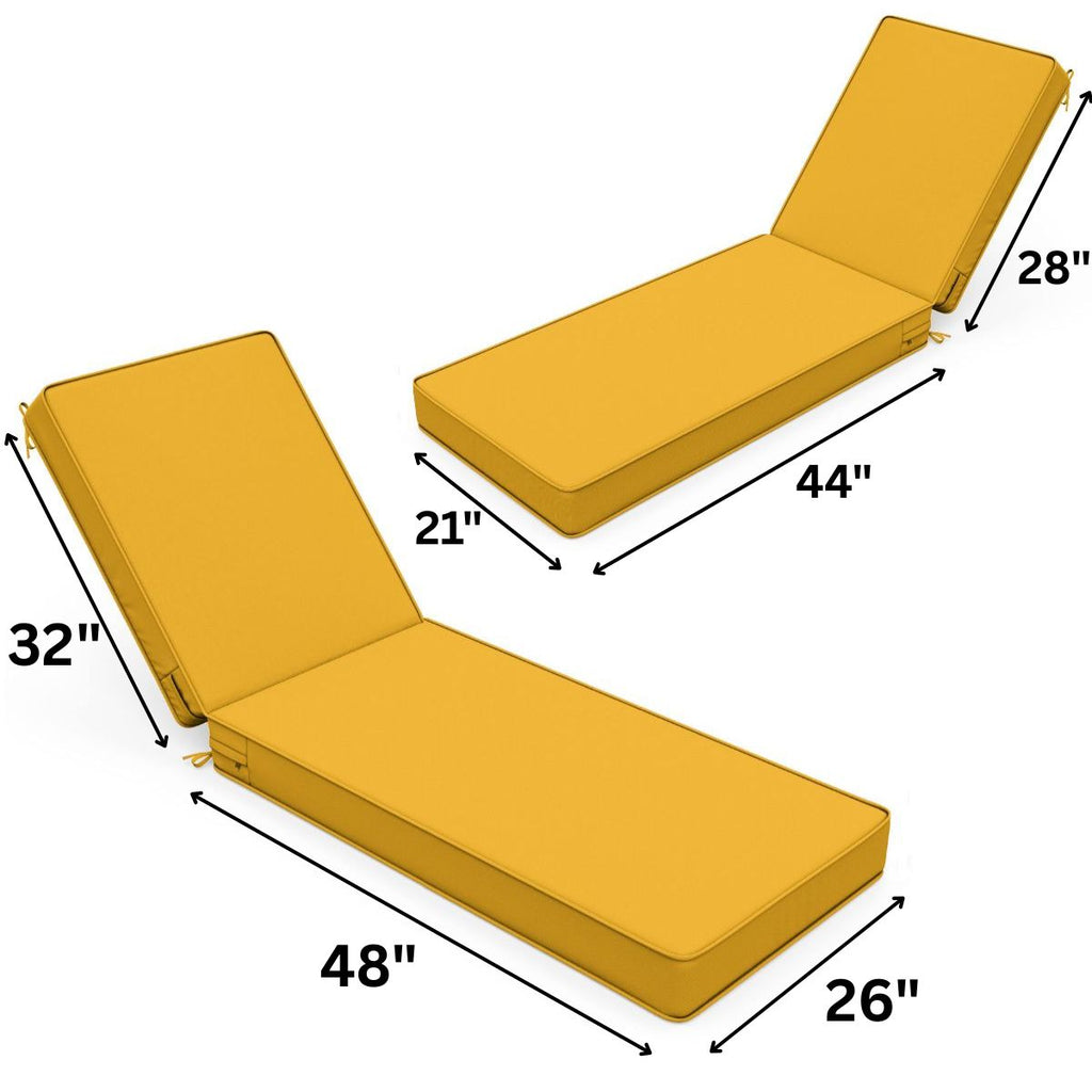 Yellow outdoor chaise cushions with dimensions