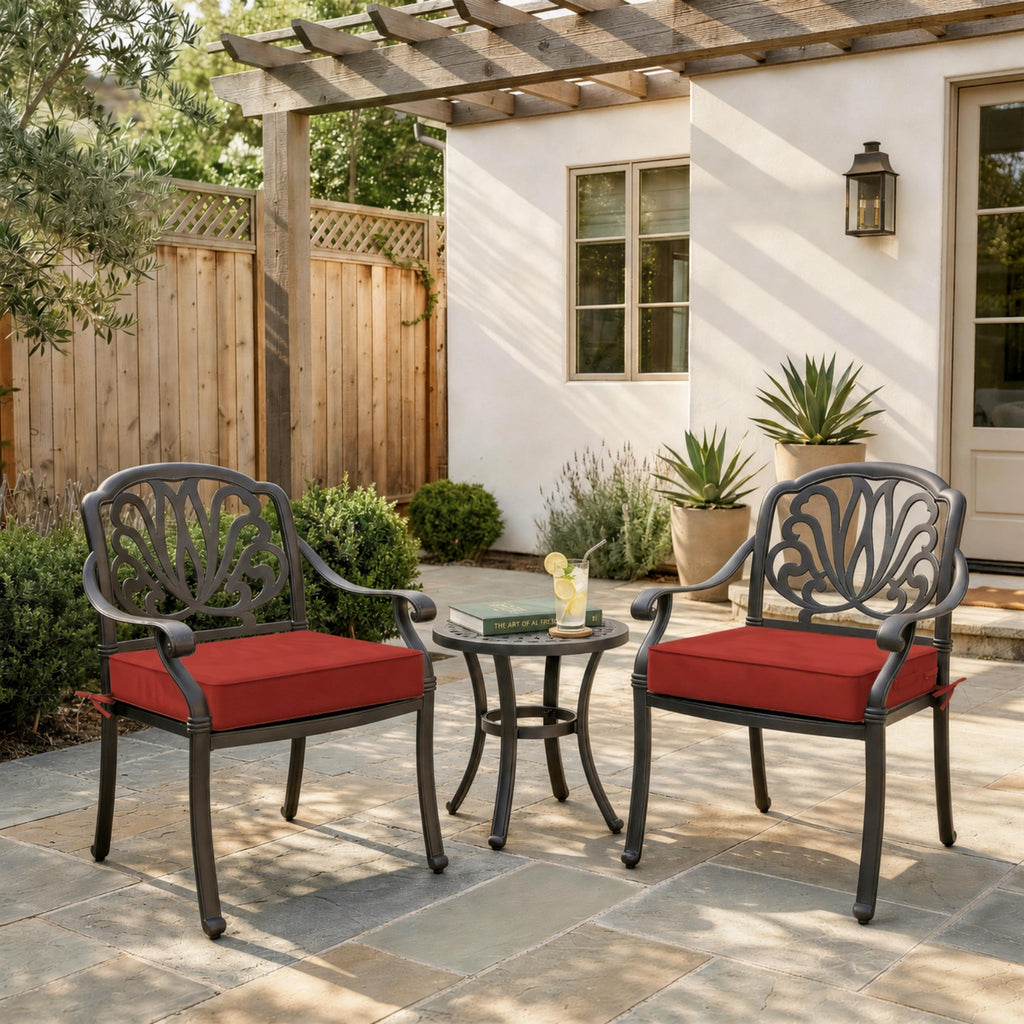 Terra Red outdoor seat cushions for patio chairs and outdoor furniture.