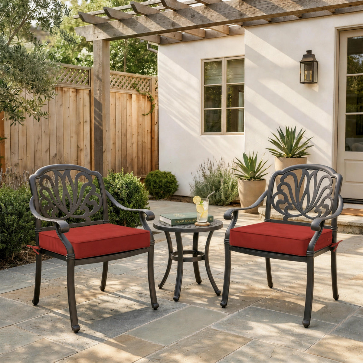 Terra Red outdoor seat cushions for patio chairs and outdoor furniture.