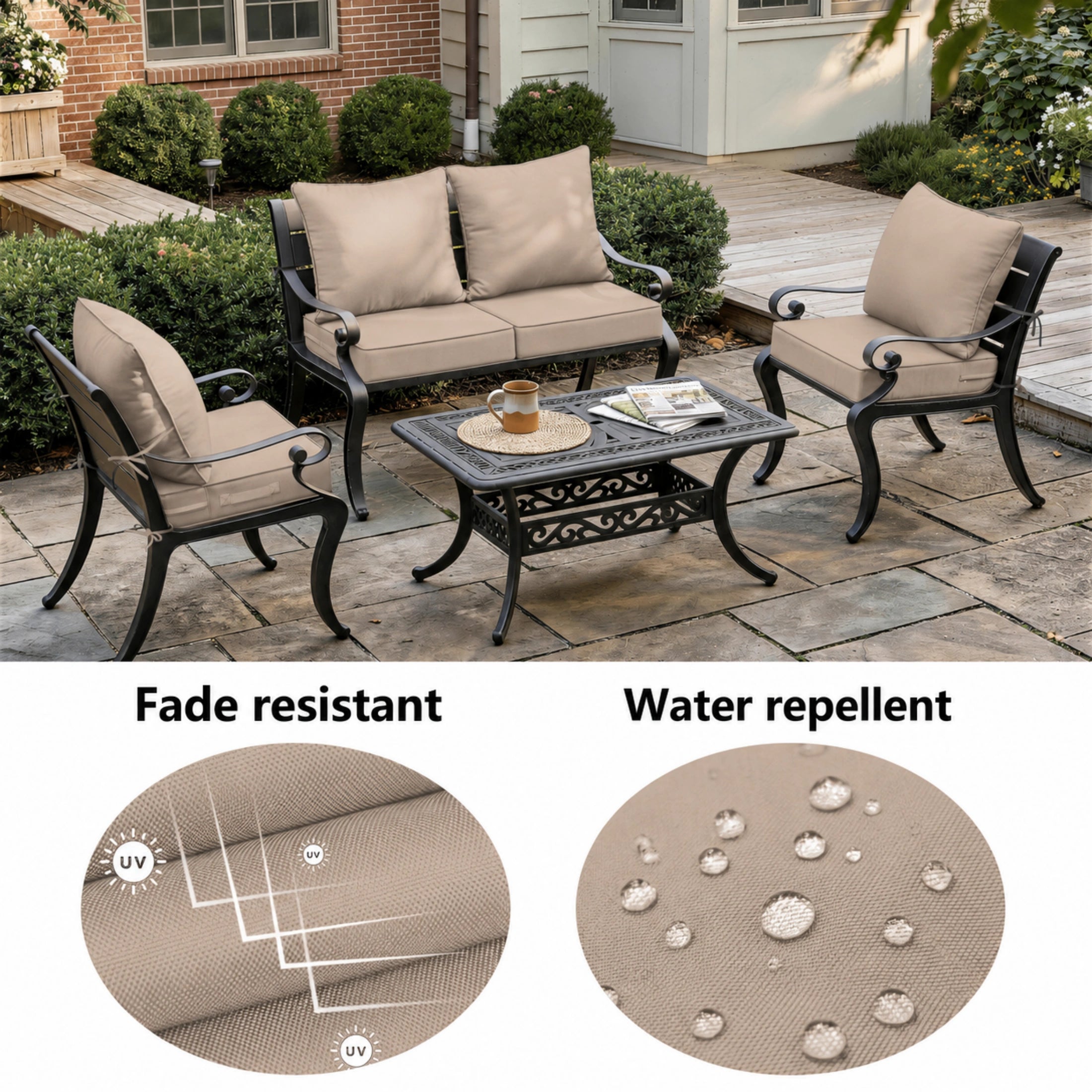 2 Pack Patio Cushion & Pillow Cover Set