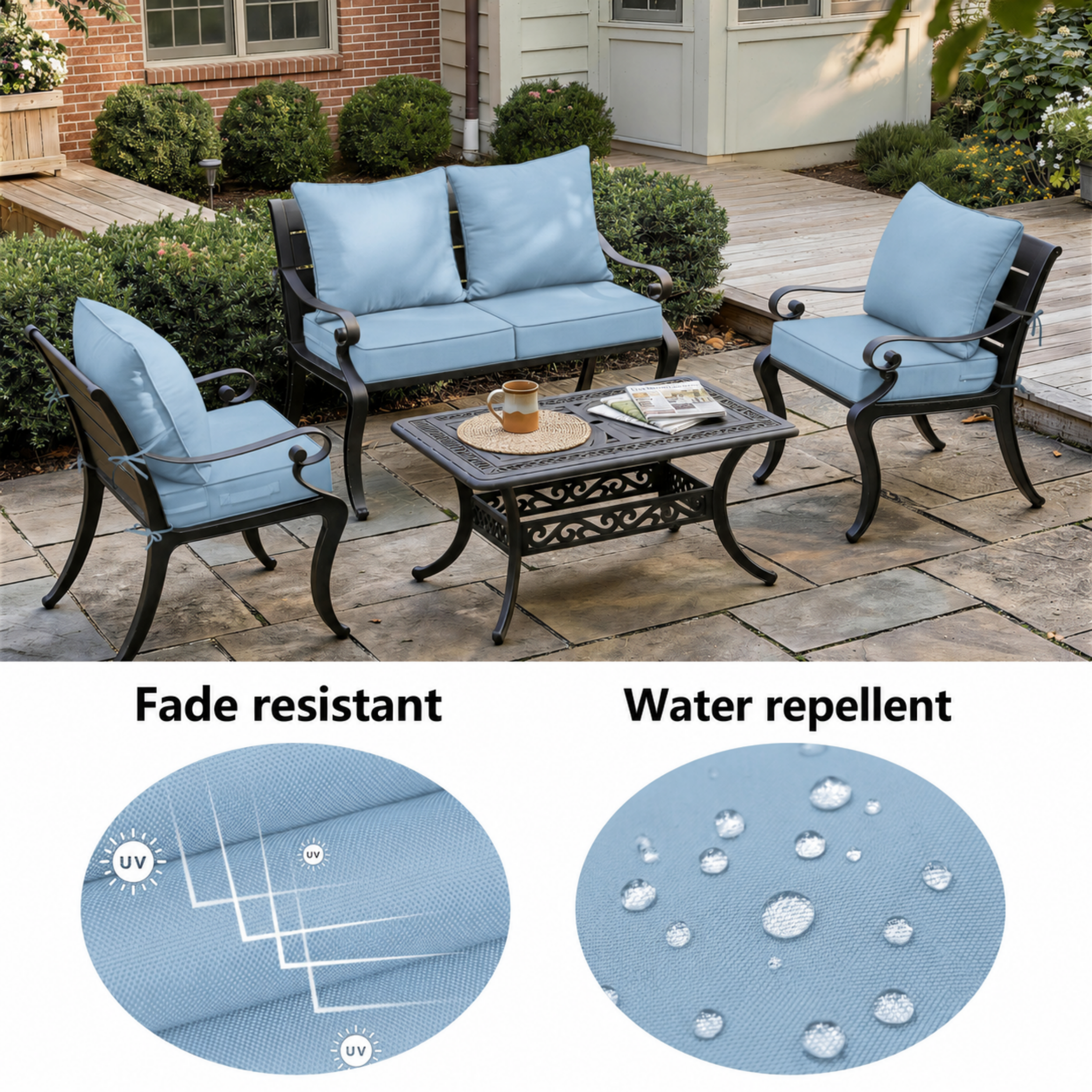 2 Pack Patio Cushion & Pillow Cover Set
