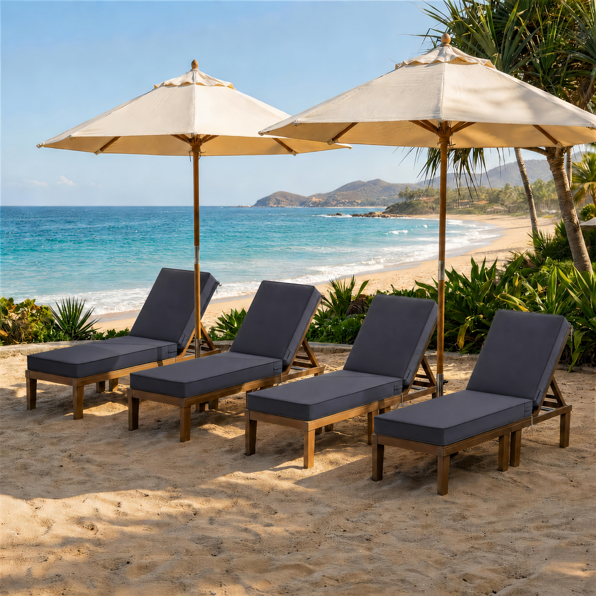 4 Pack Outdoor Chaise Lounge Cushions