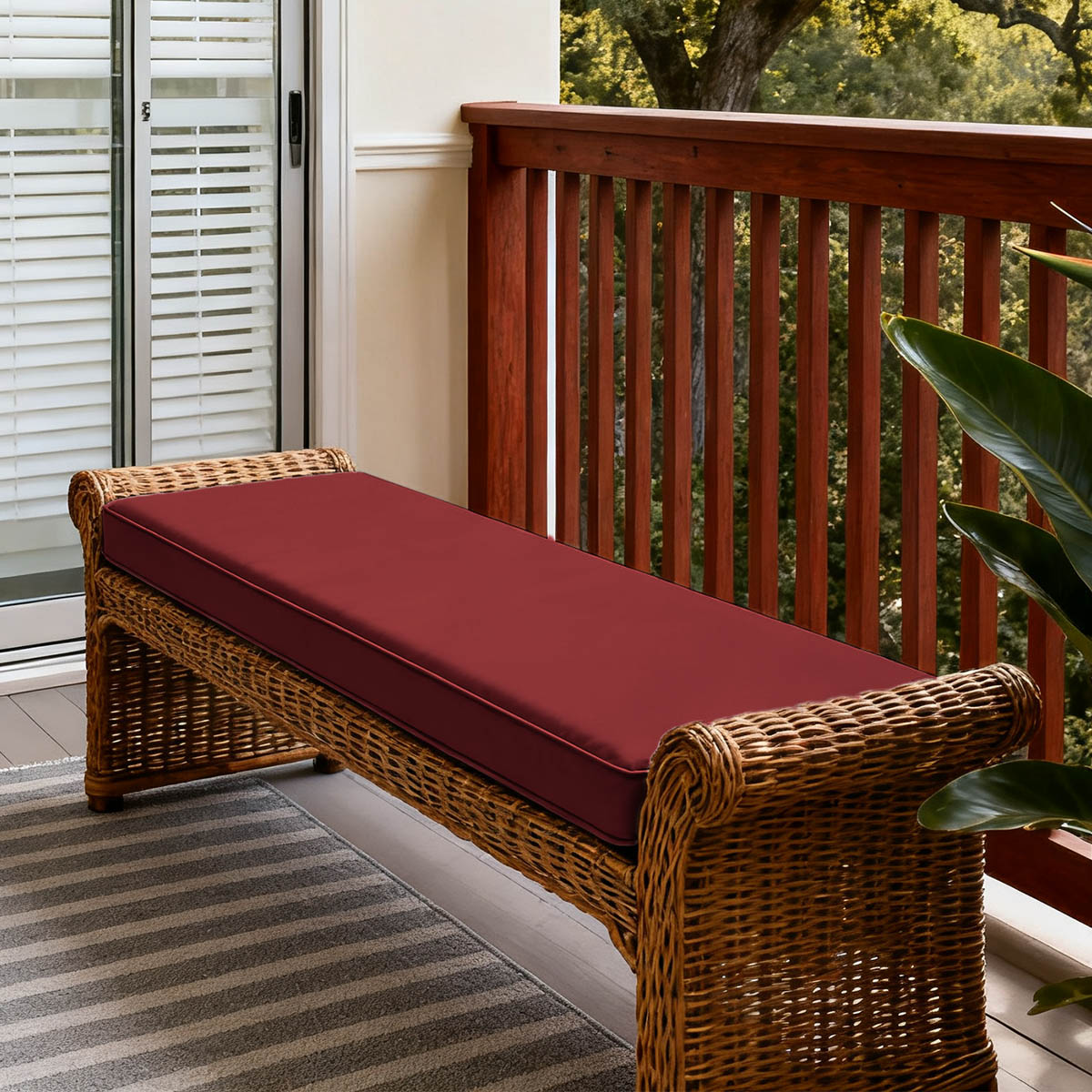 WNP cushion Patio Garden Bench Cushion Burgundy