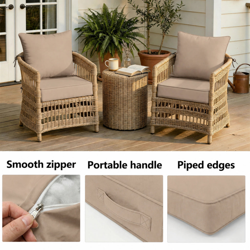 2 Pack Patio Cushion & Pillow Cover Set