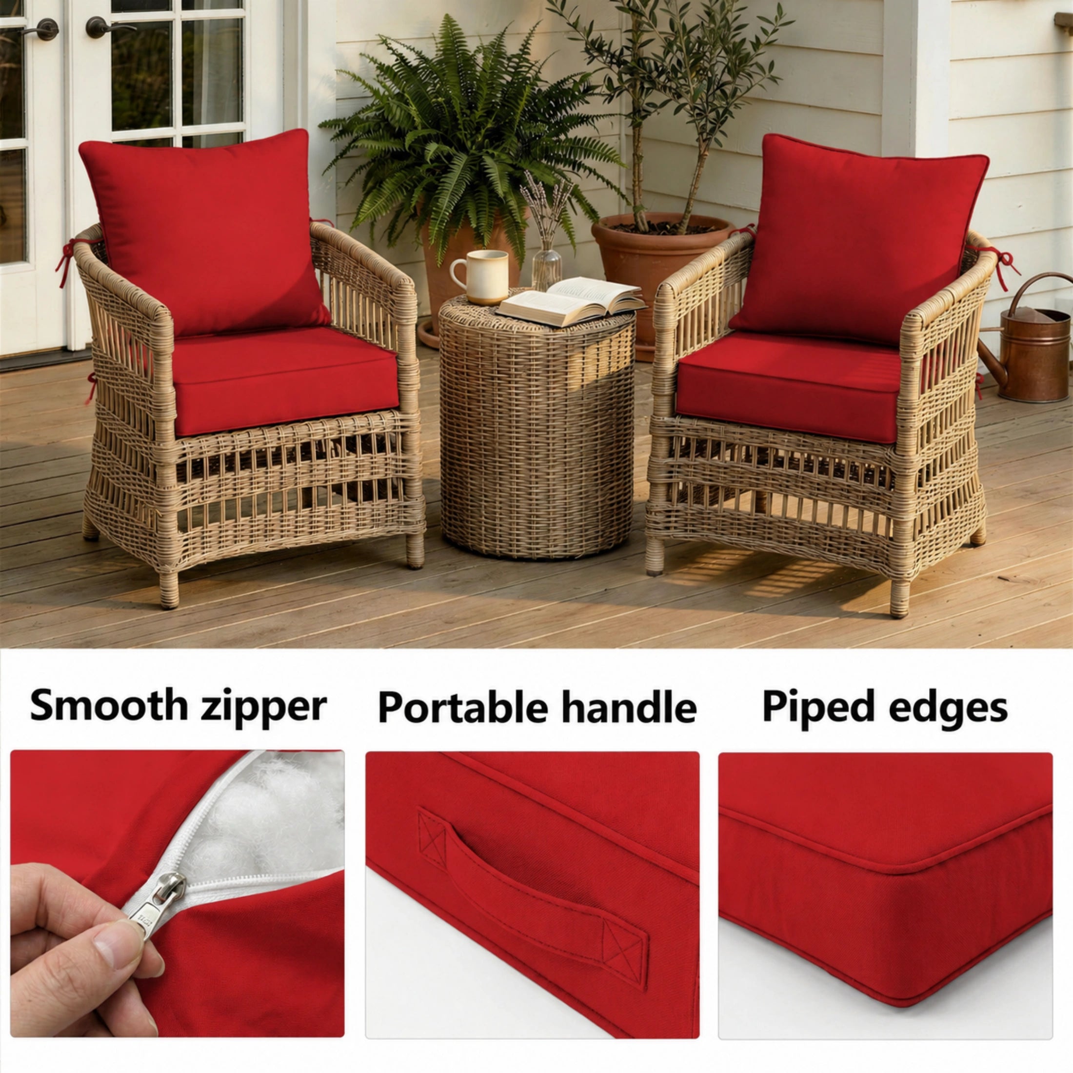 2 Pack Patio Cushion & Pillow Cover Set