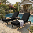 2 Pack Outdoor Chaise Lounge Cushions Black