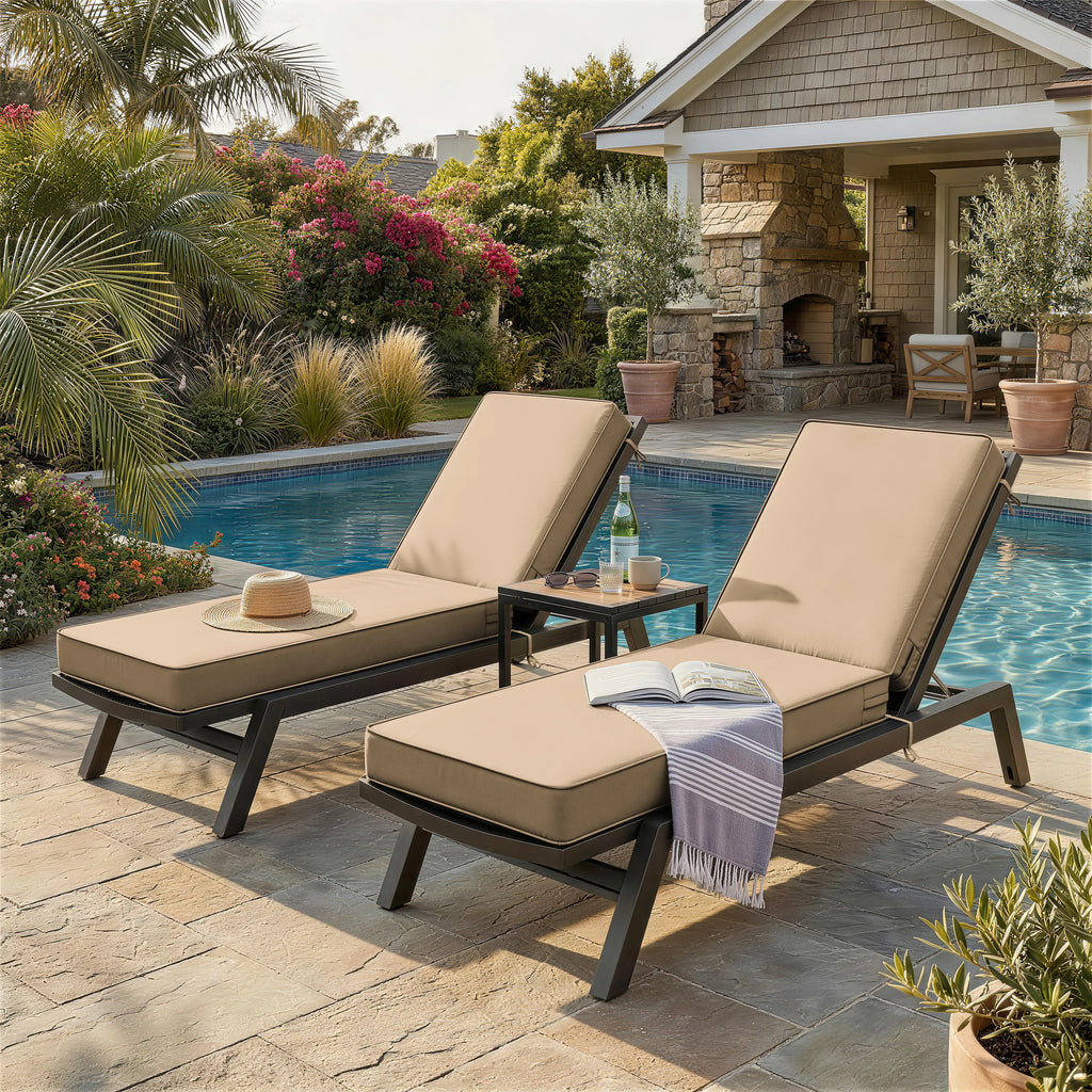 2 Pack Outdoor Chaise Lounge Cushions Sand