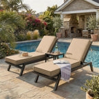 2 Pack Outdoor Chaise Lounge Cushions Sand