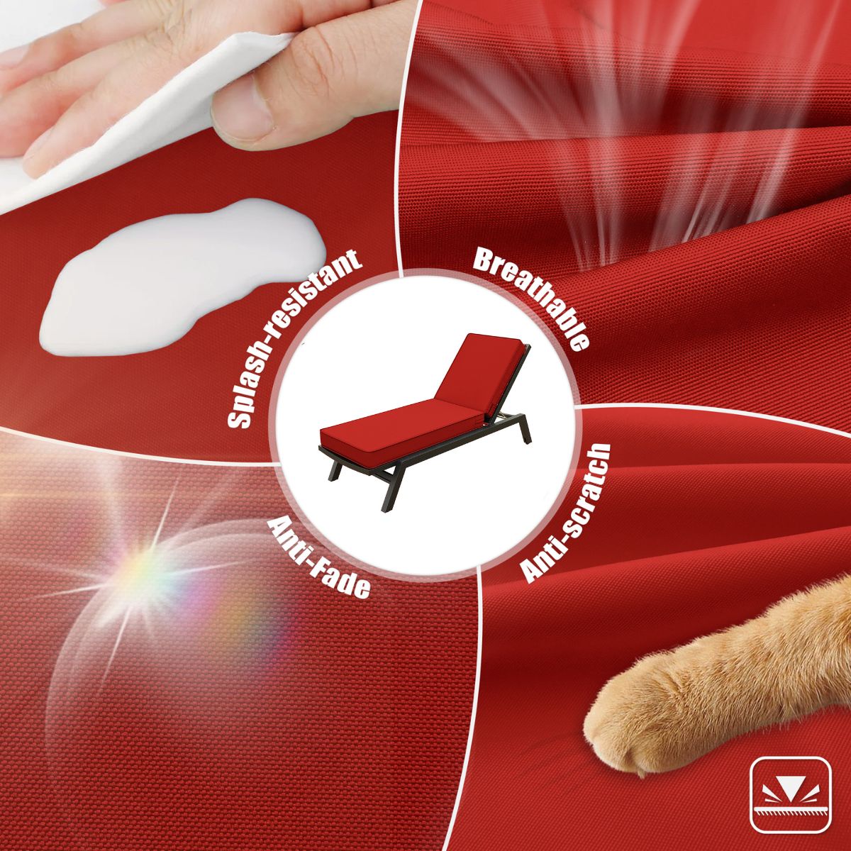 2 Pack Outdoor Chaise Lounge Cushions