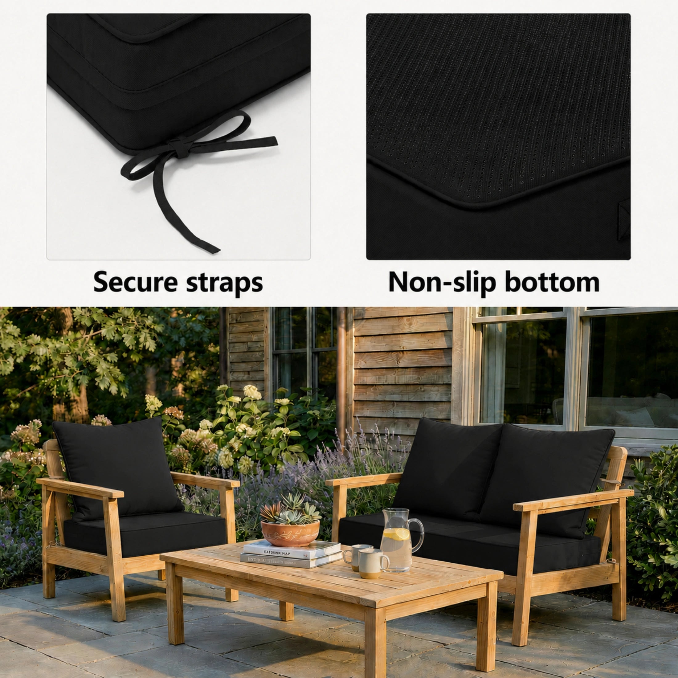 2 Pack Patio Cushion & Pillow Cover Set