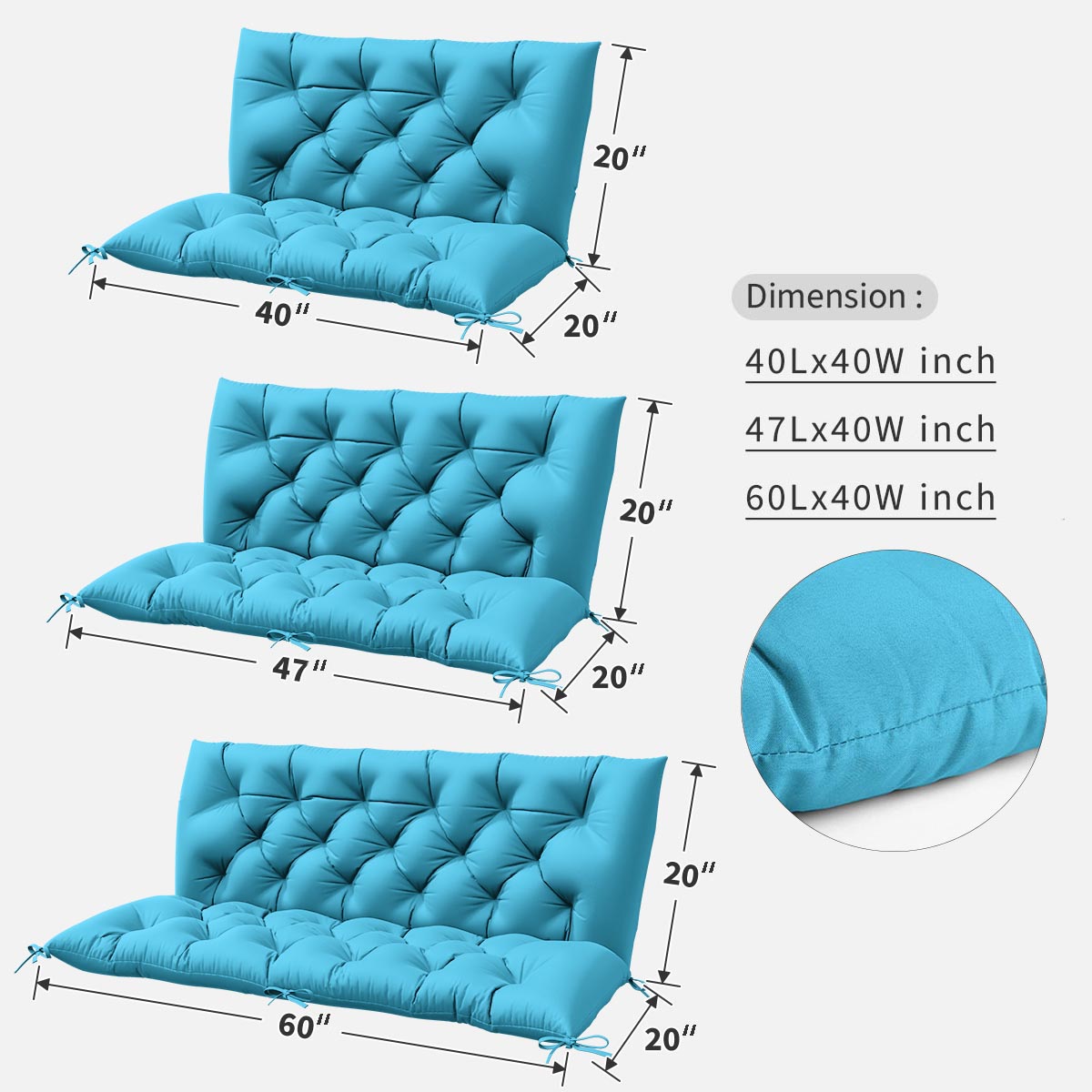 Porch Swing Cushion with Backrest
