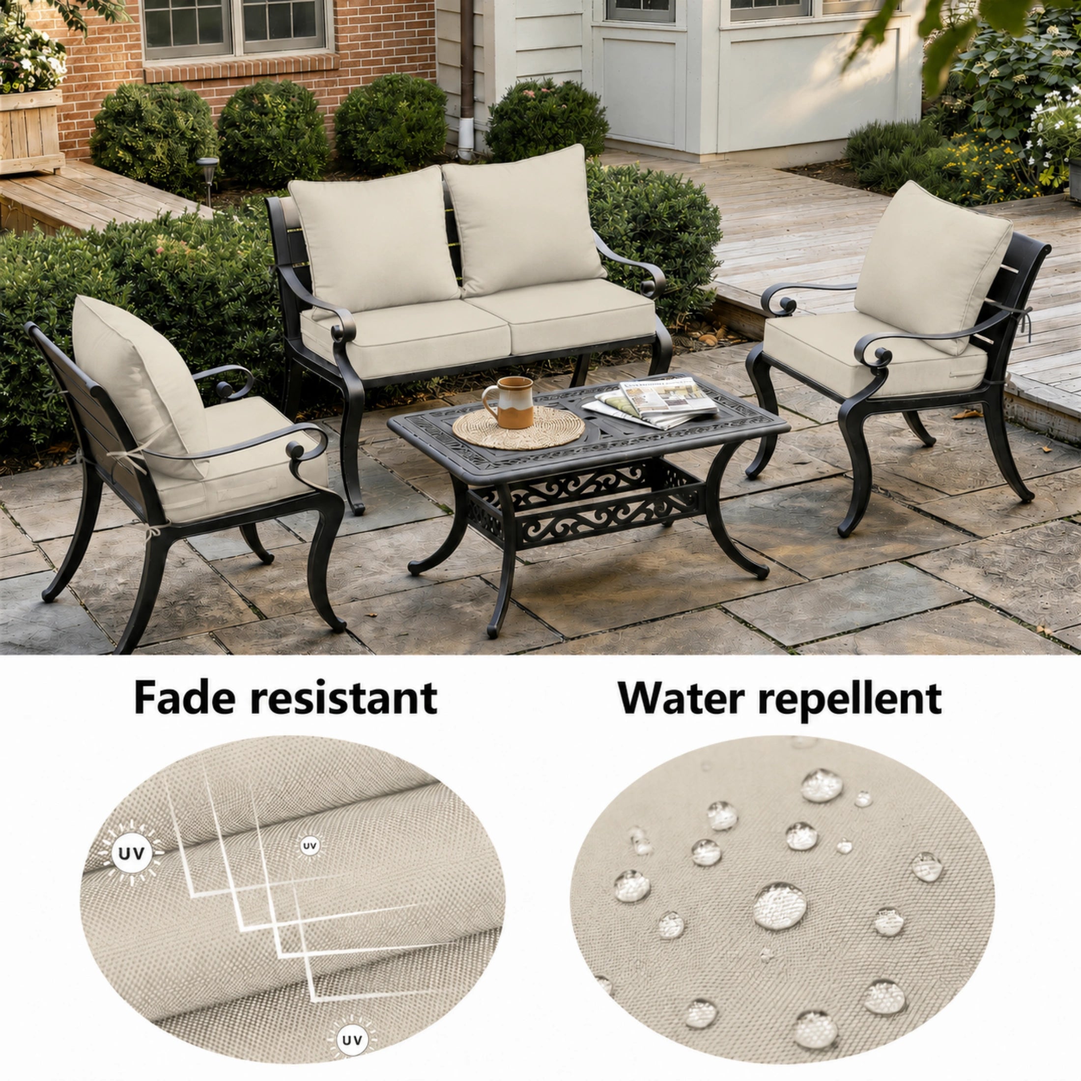 2 Pack Patio Cushion & Pillow Cover Set