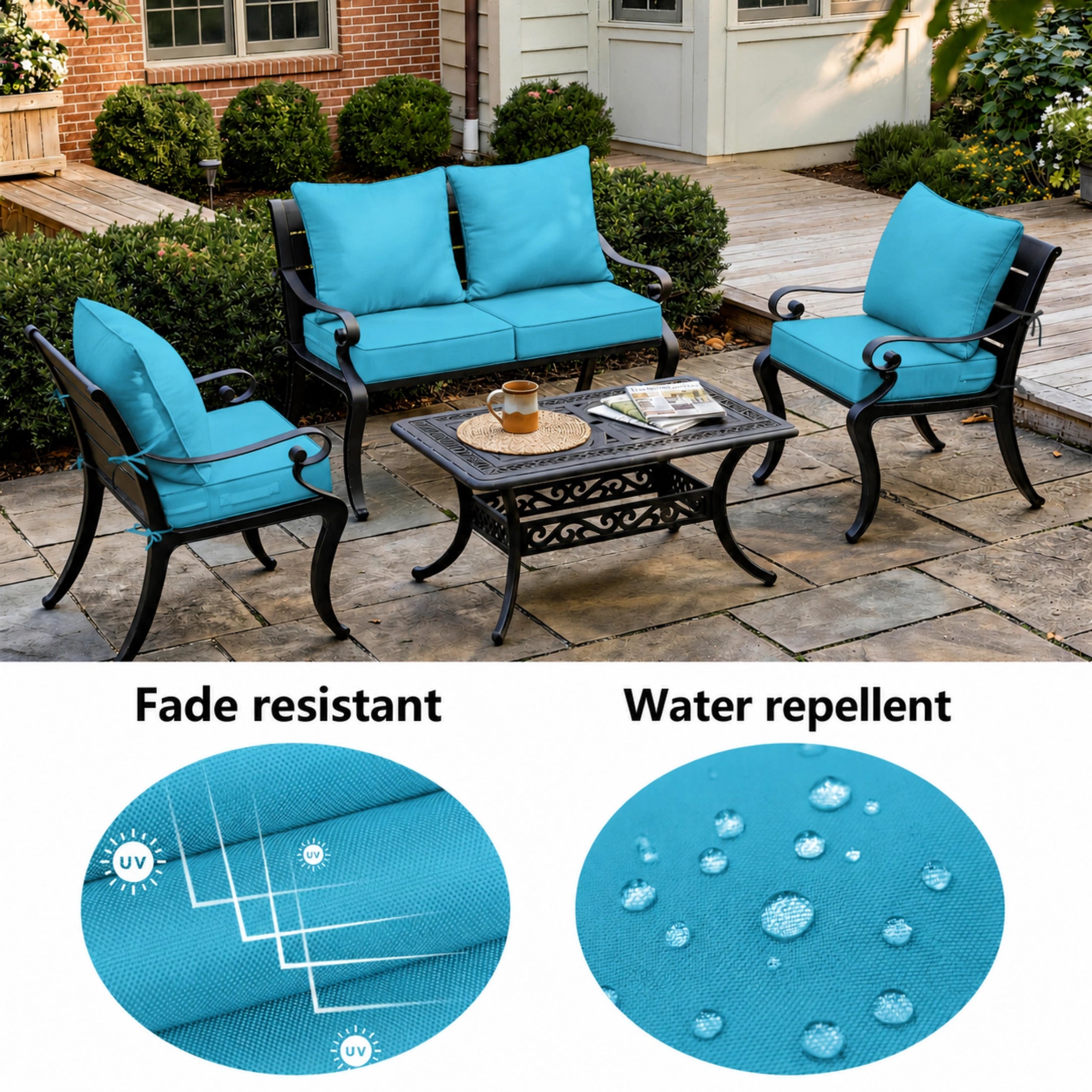 2 Pack Patio Cushion & Pillow Cover Set