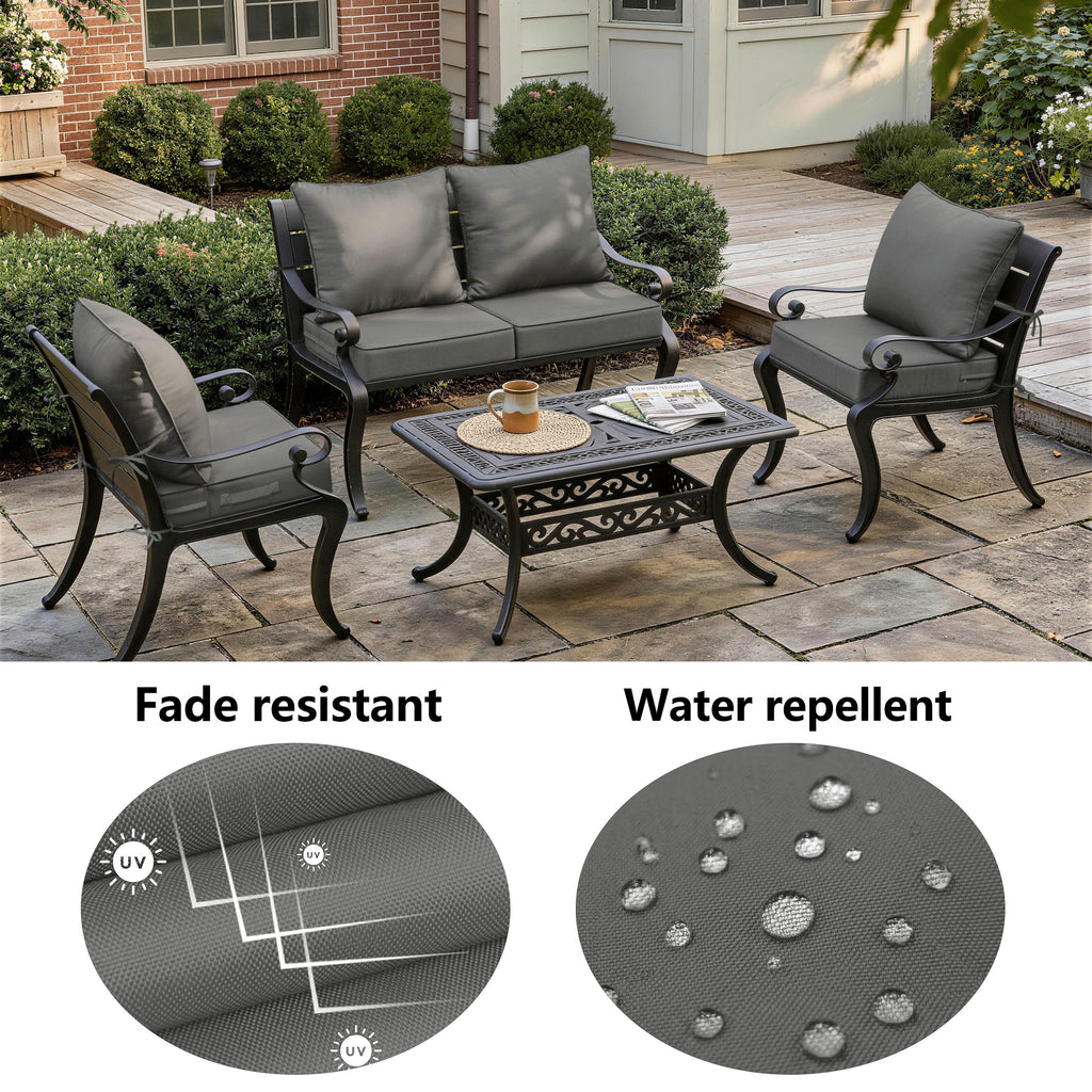 4 Pack Patio Cushion & Pillow Cover Set