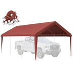 fushsia-red carport replacement cover with waterproof UV-resistant fabric for truck shelter, patio shade, and outdoor storage.