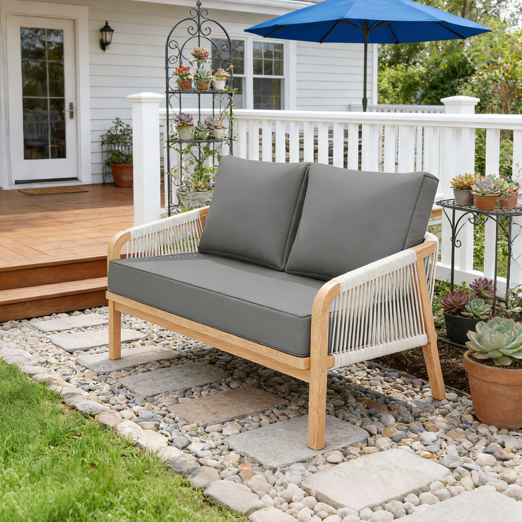 WNP cushion Outdoor Loveseat Cushion Light Gray 46 × 26 × 5 inch