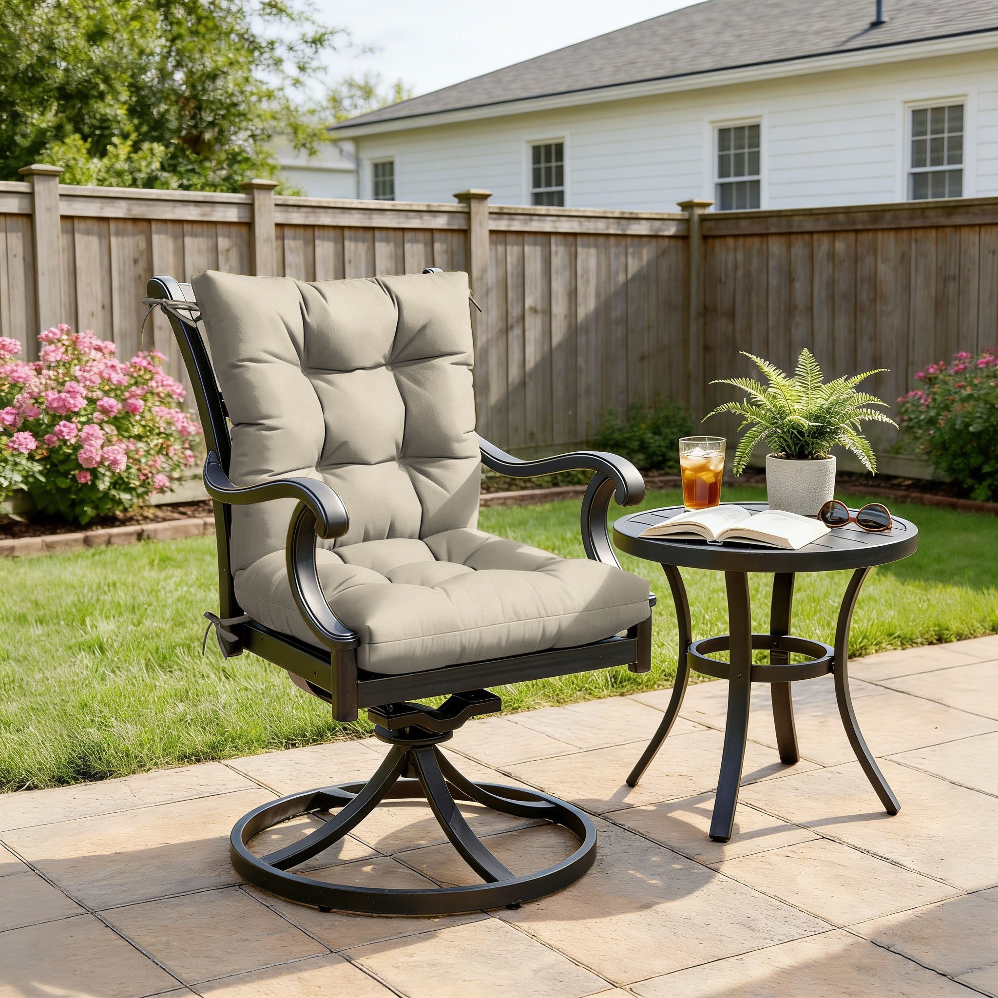 Patio High Back Replacement Cushions Cream 42 x 21 x 5 inch