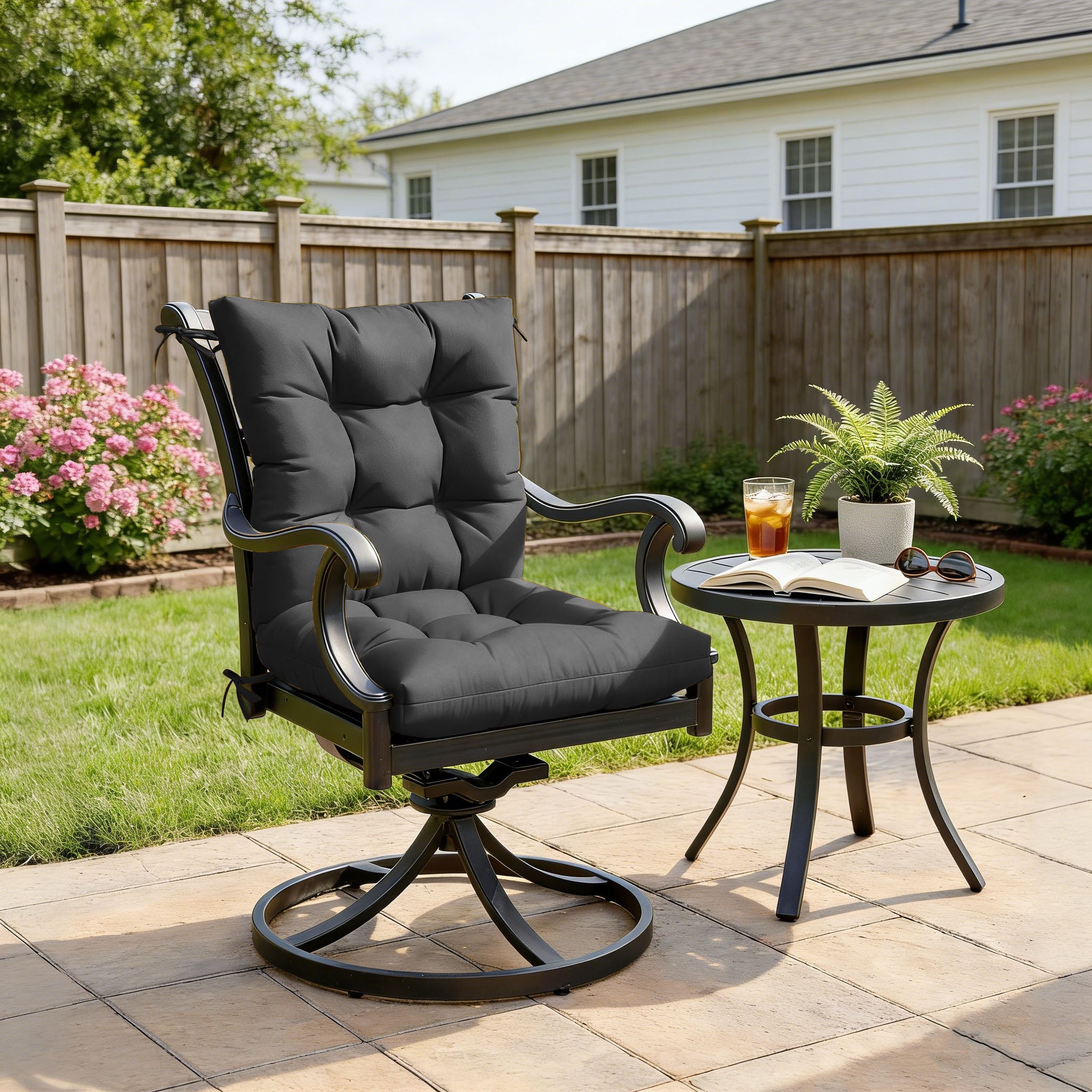 Patio High Back Replacement Cushions Charcoal 42 x 21 x 5 inch