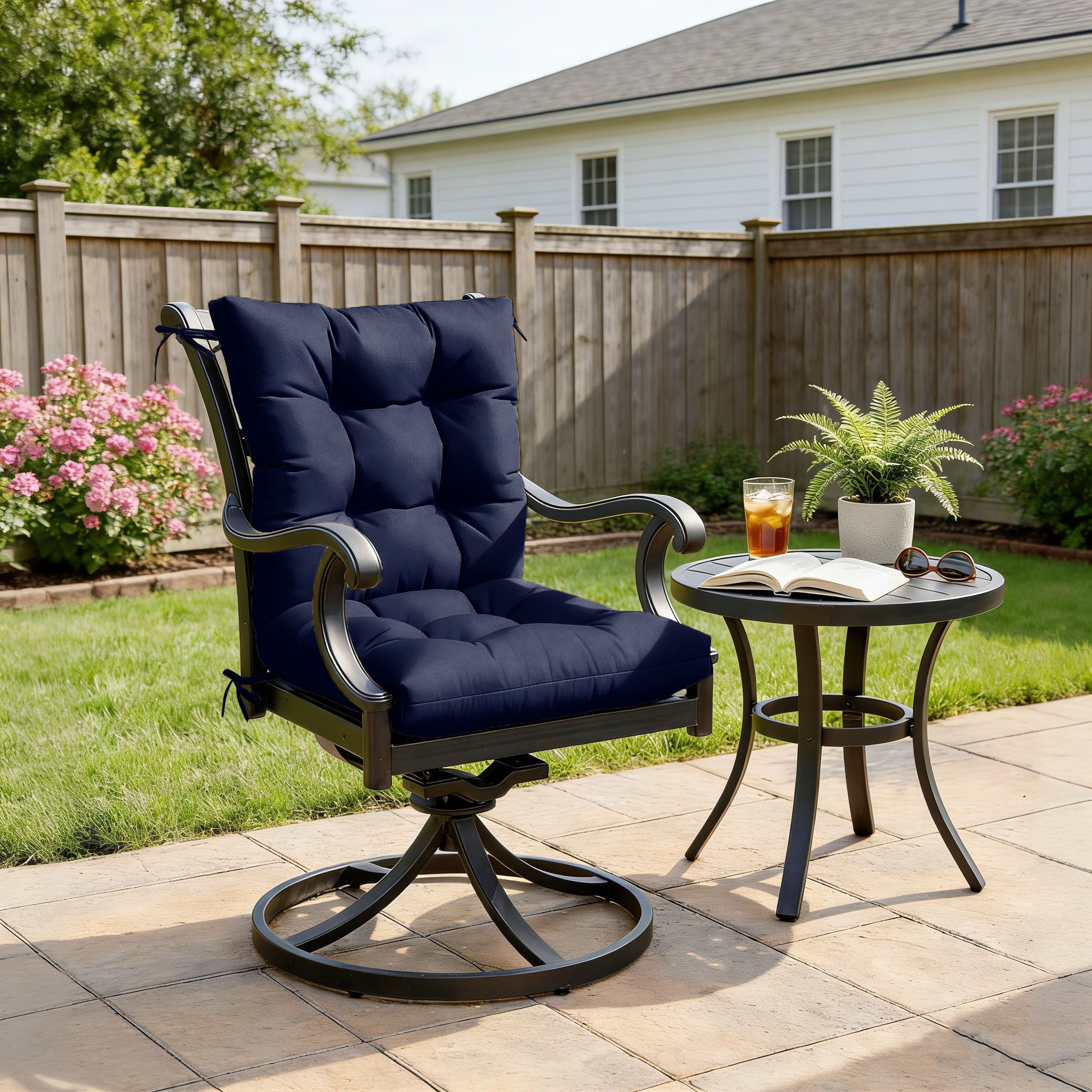 Patio High Back Replacement Cushions Navy 42 x 21 x 5 inch