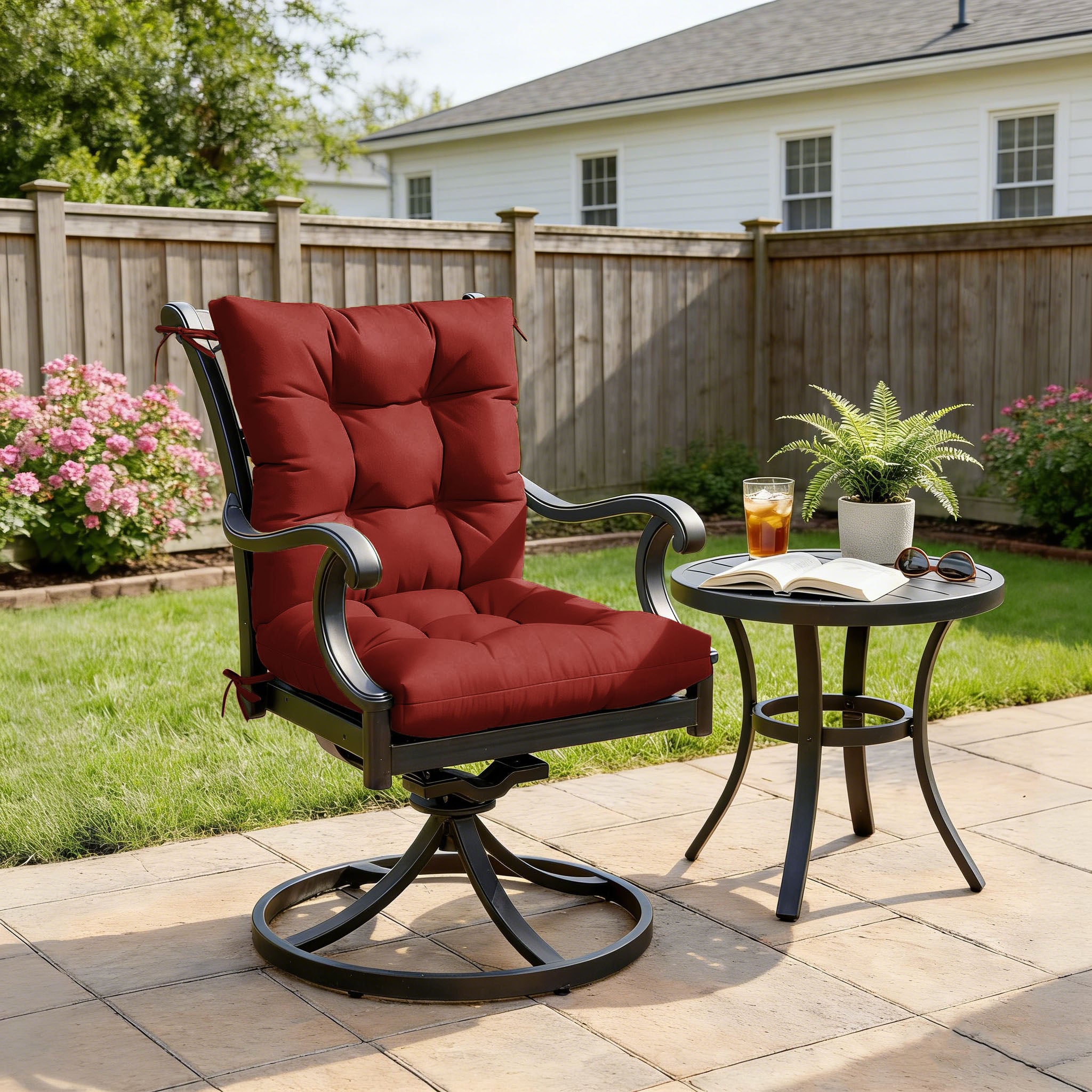 Patio High Back Replacement Cushions Terra Red 42 x 21 x 5 inch