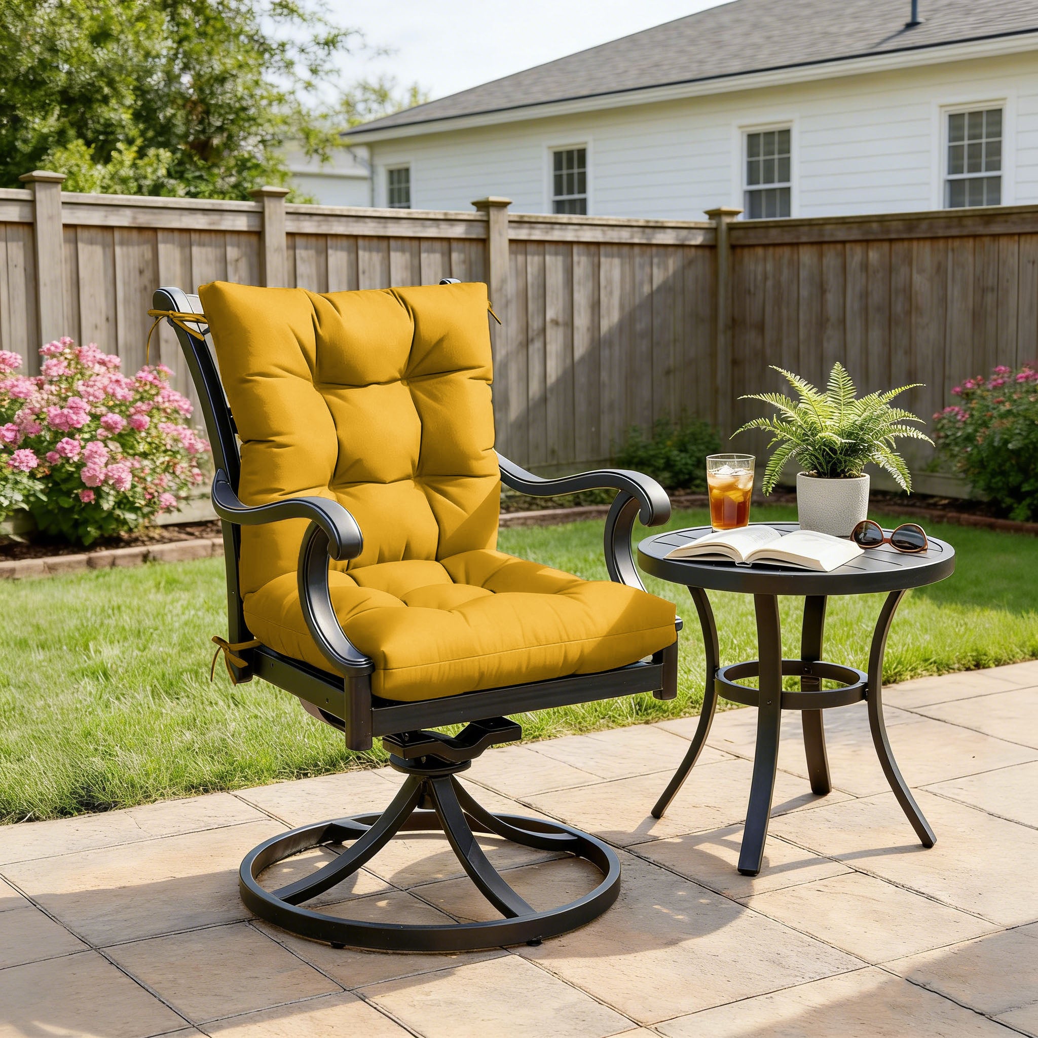 Patio High Back Replacement Cushions Yellow 42 x 21 x 5 inch