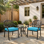 Lakeblue outdoor seat cushions for patio chairs and outdoor furniture.