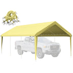 Light yellow carport replacement cover with waterproof UV-resistant canopy tarp for vehicle and patio protection.
