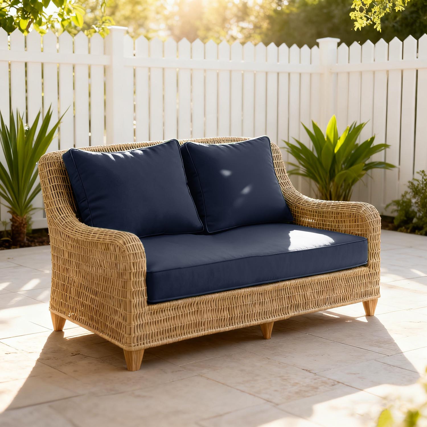 Outdoor Loveseat Cushion Navy 46 × 26 × 5 inch