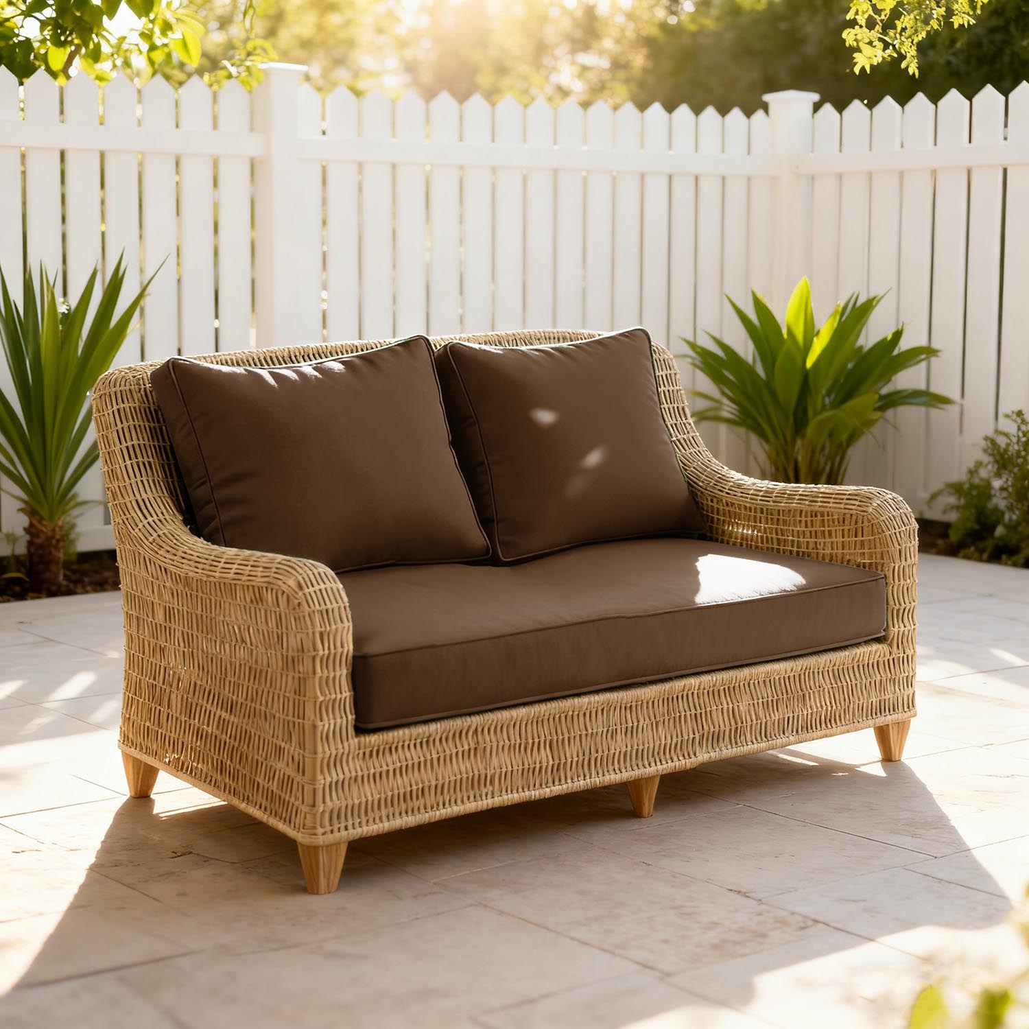 Outdoor Loveseat Cushion Brown 46 × 26 × 5 inch