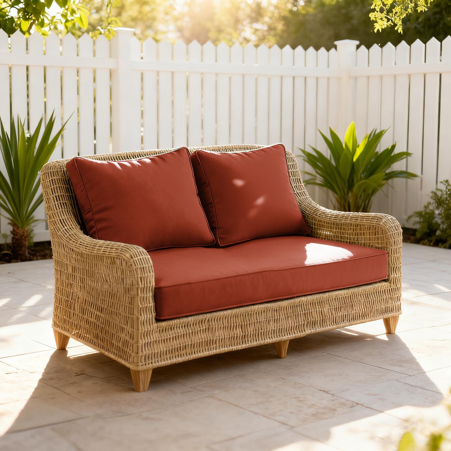 Outdoor Loveseat Cushion Terra Red 46 × 26 × 5 inch