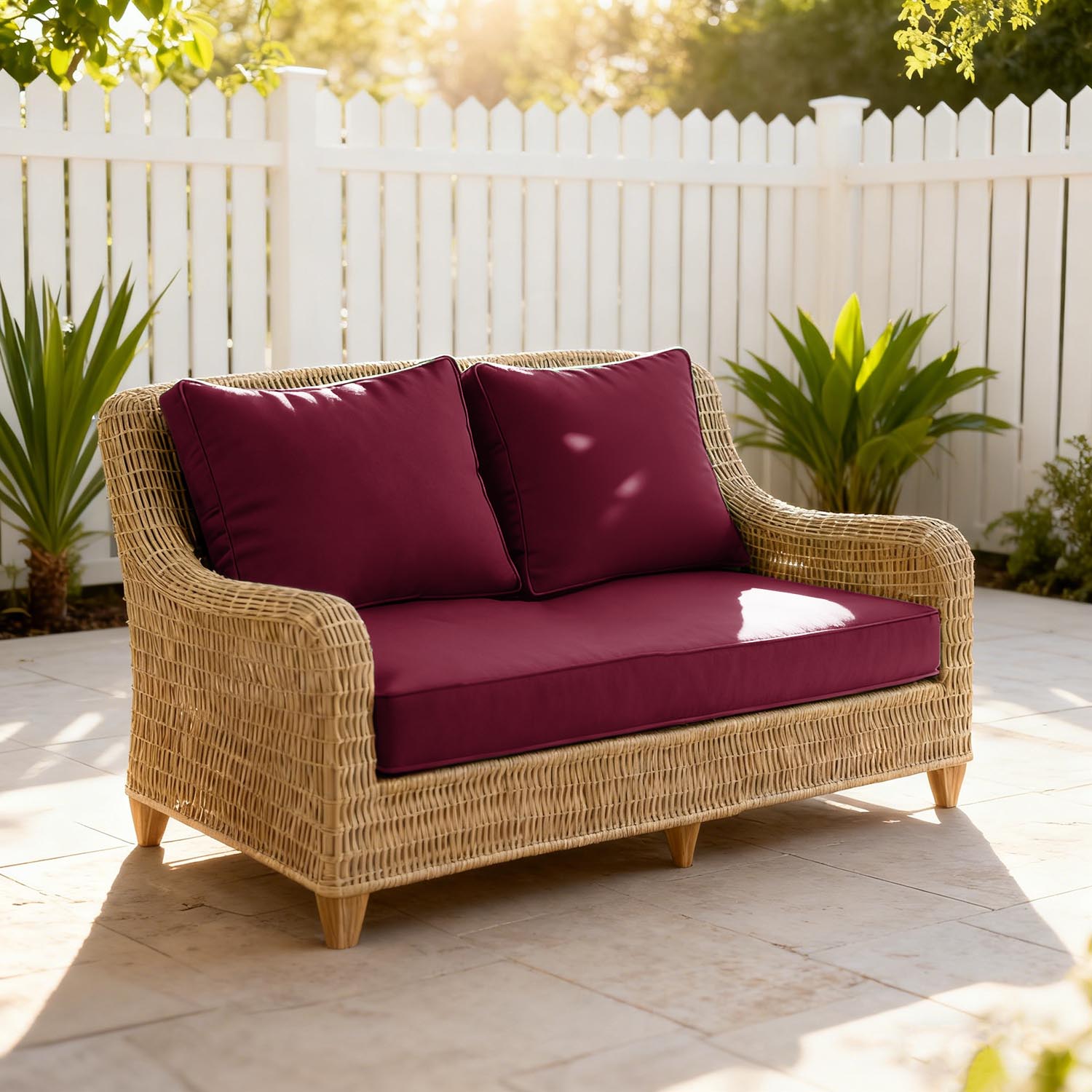 Outdoor Loveseat Cushion Burgundy 46 × 26 × 5 inch
