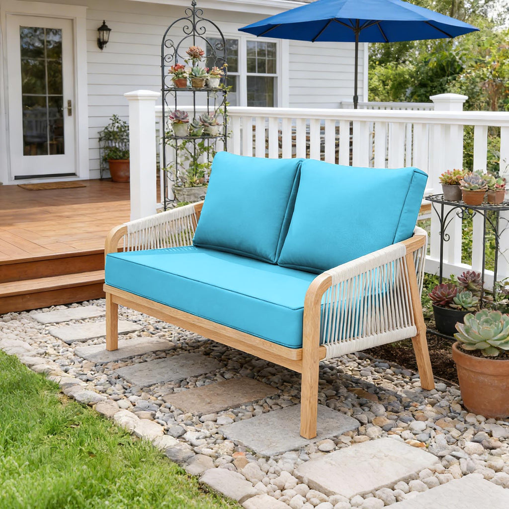 Outdoor Loveseat Cushion Aqua Blue 46 × 26 × 5 inch