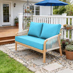 Outdoor Loveseat Cushion Aqua Blue 46 × 26 × 5 inch