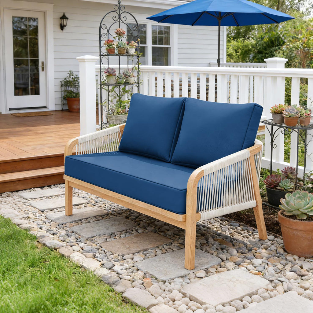 Outdoor Loveseat Cushion Blue 46 × 26 × 5 inch