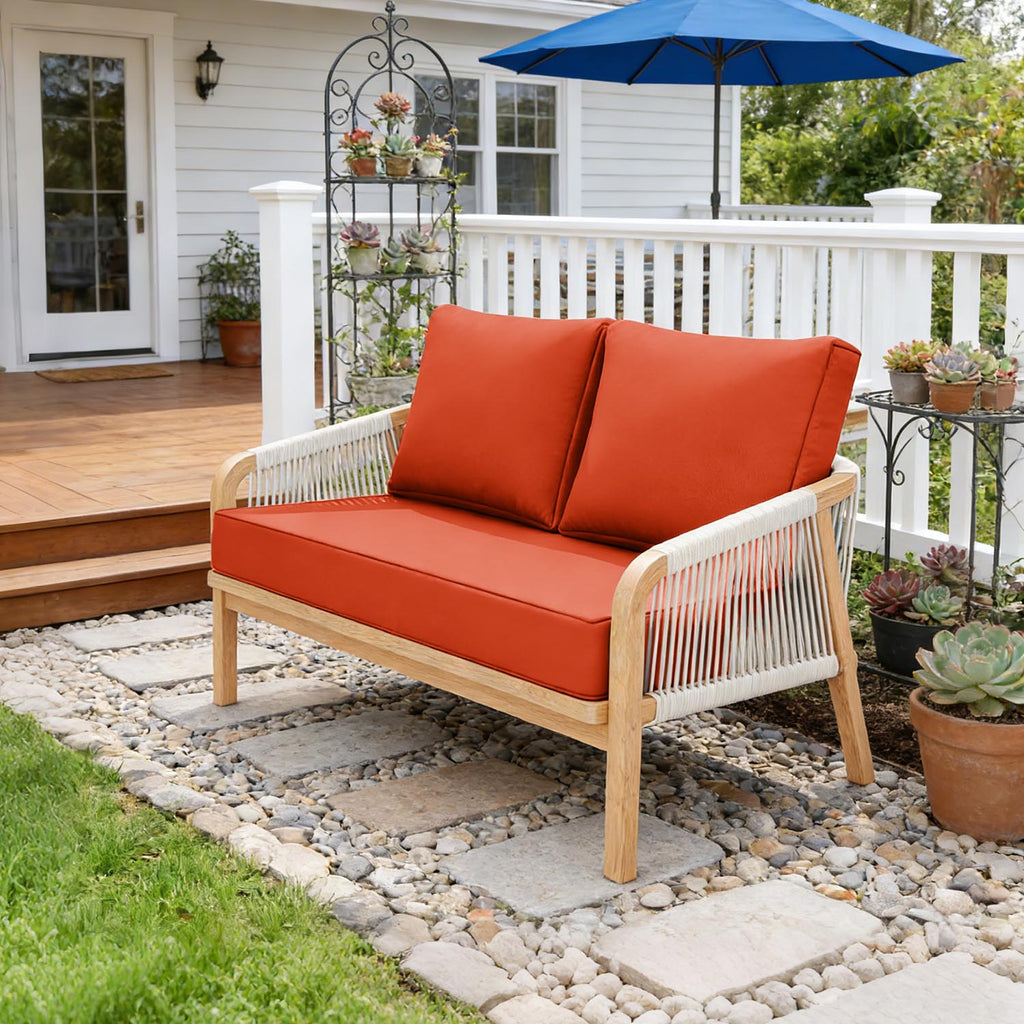 Outdoor Loveseat Cushion Orange Red 46 × 26 × 5 inch