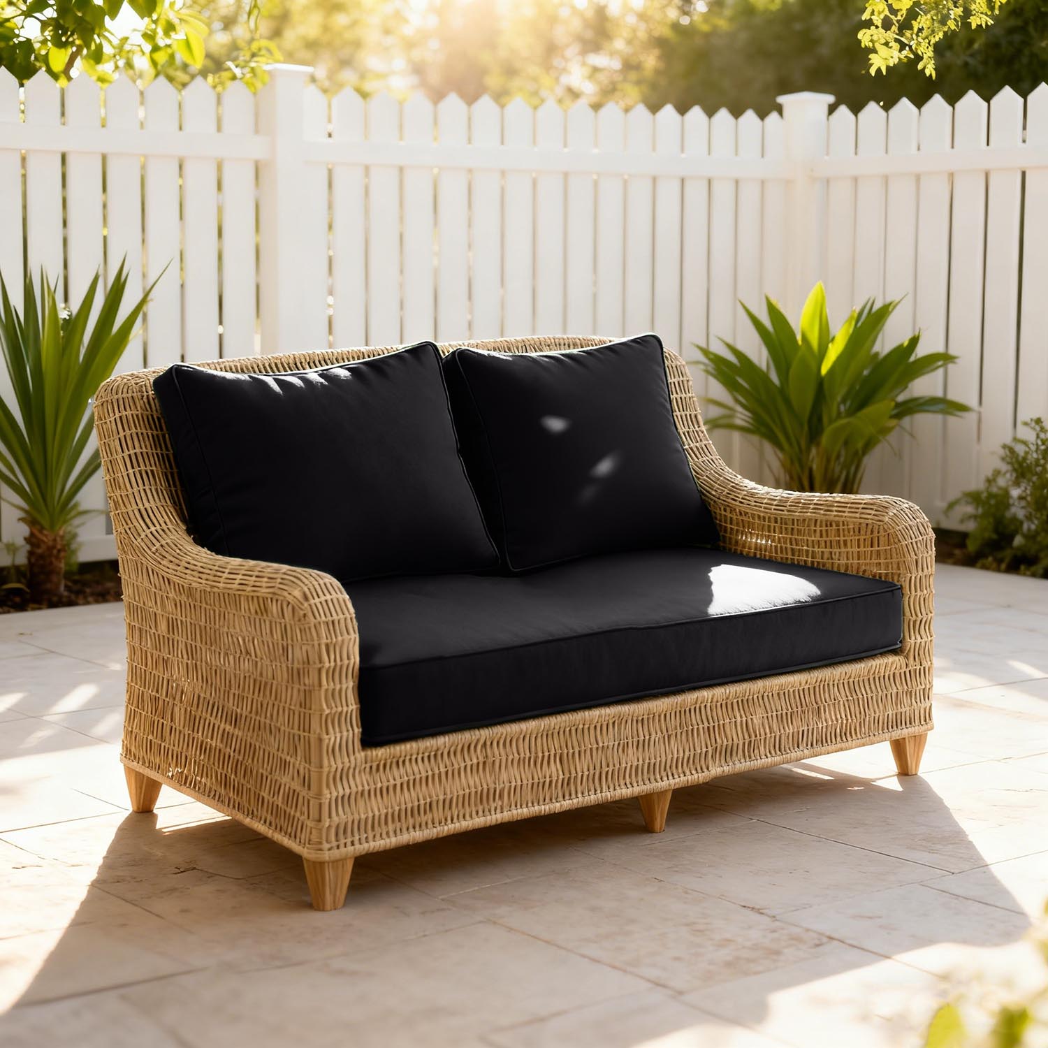 Outdoor Loveseat Cushion Black 46 × 26 × 5 inch
