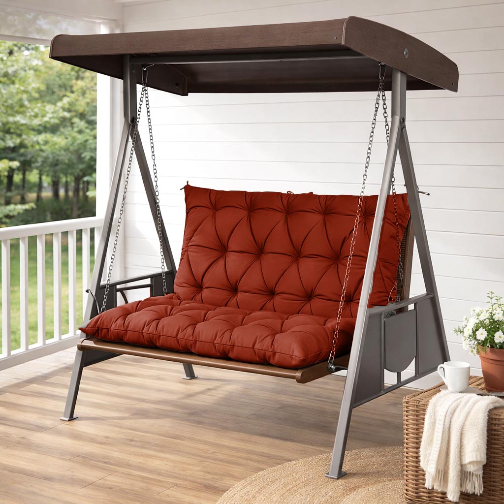 Porch Swing Cushion with Backrest Terra Red