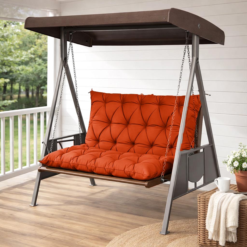 Porch Swing Cushion with Backrest Orange Red