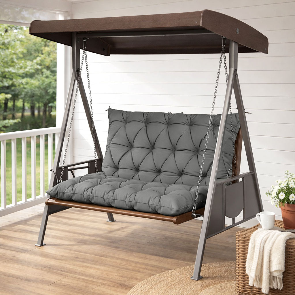 Porch Swing Cushion with Backrest Light Gray